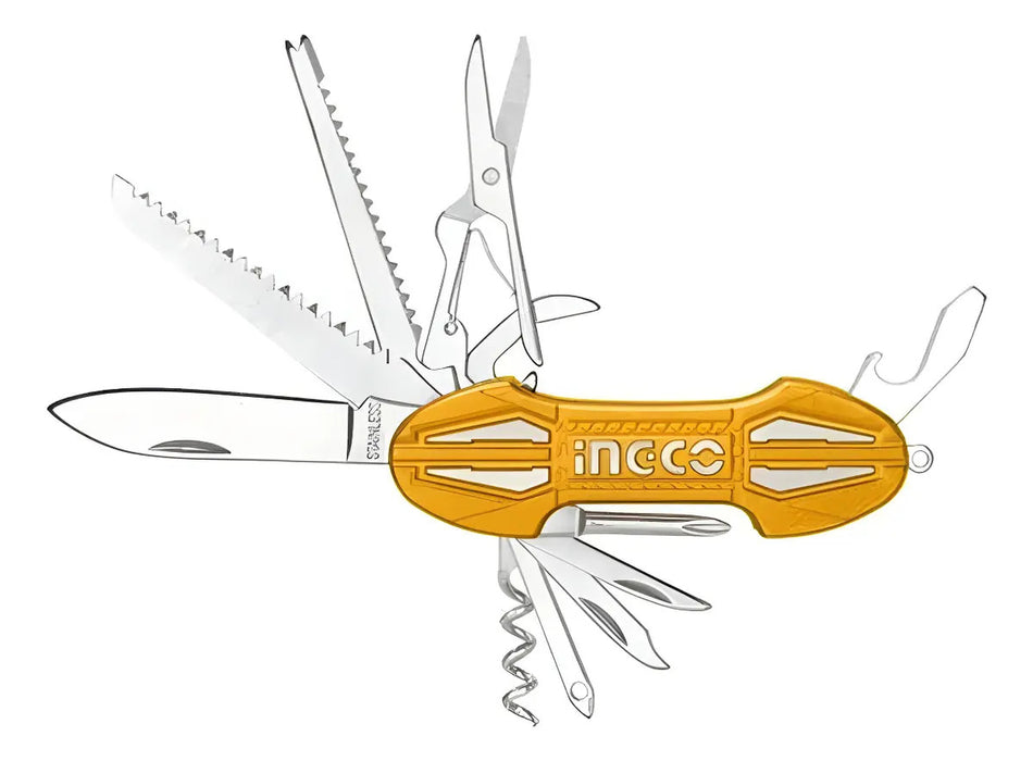 Navaja Cortapluma Multiherramienta Ingco 15 Funciones Naranja