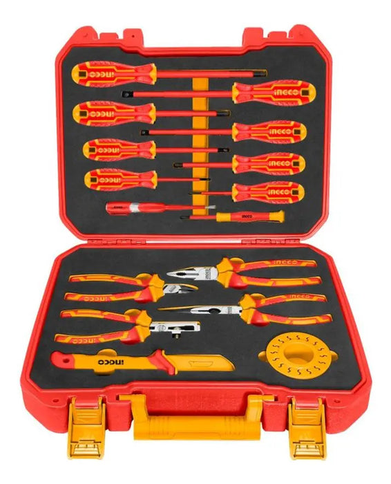 Set Herramientas Manuales Aisladas Eléctricos 16 Pzas Ingco