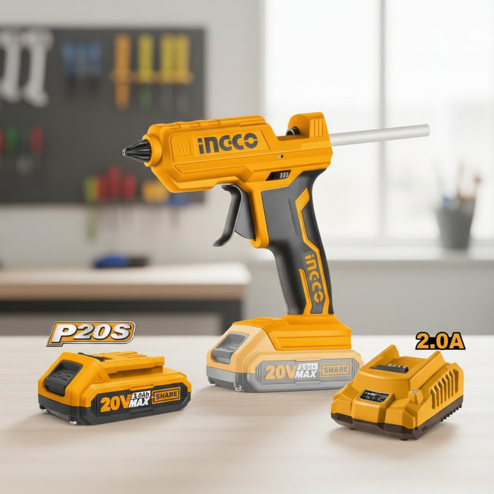 Pistola Silicona Caliente a Batería 20V con Cargador