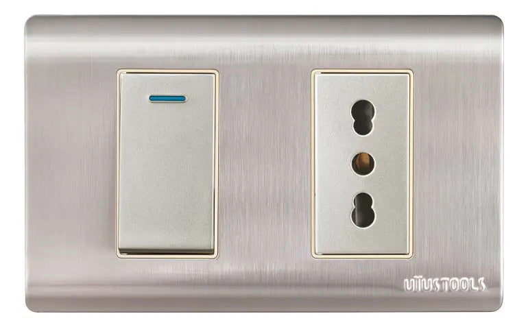 Tomacorriente con Interruptor 16A Inox Curva