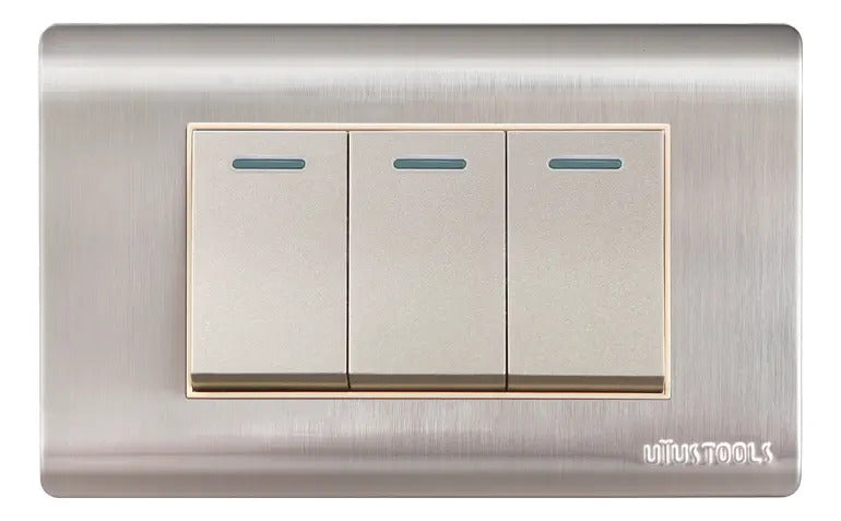 Interruptor Triple 16A Emp Inox Curva