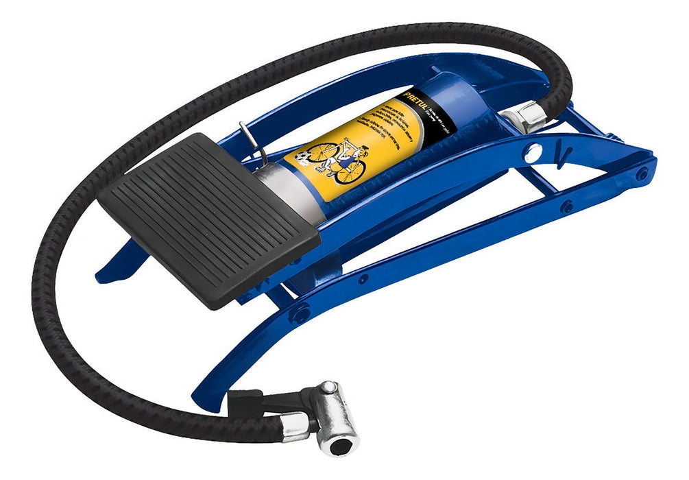 Inflador de Pie con Picos para Bicicletas y Pelotas Truper Azul