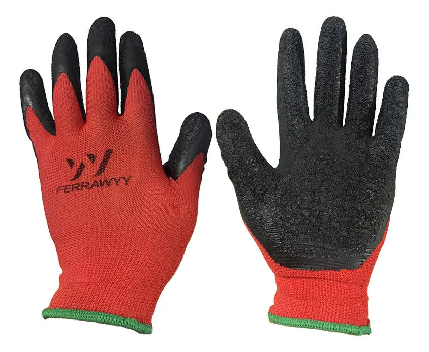 Guante Tela+goma (rojo+negra) 7"