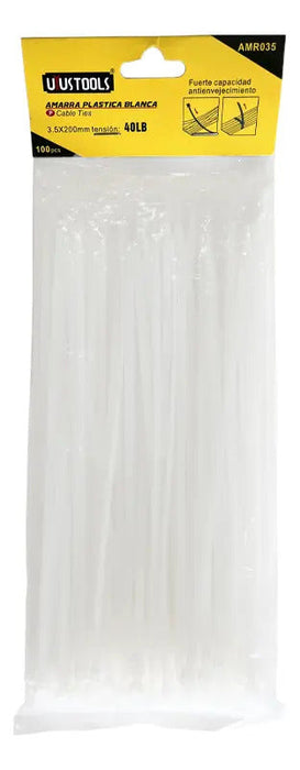Amarra Plástica Blanca 3.5 x 200 mm