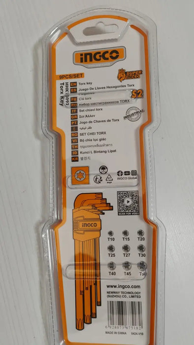 Juego Llaves Allen Estrella Torx 9 Piezas Ingco Hhk13092