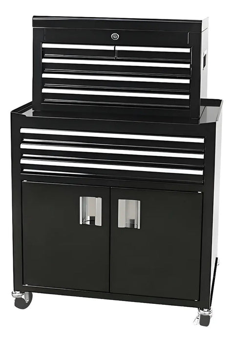 Caja Herramientas Con Ruedas + Caja Estante Tactix Negro