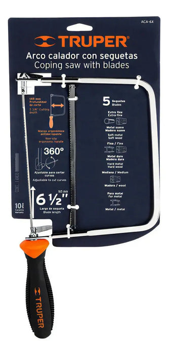 Segueta Arco Calador Extra Fina Corta Curvas 16cm + 5 Hojas
