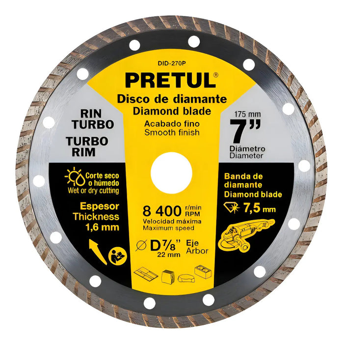 Disco Diamante 7'' Rin Turbo Concreto Piedra Az