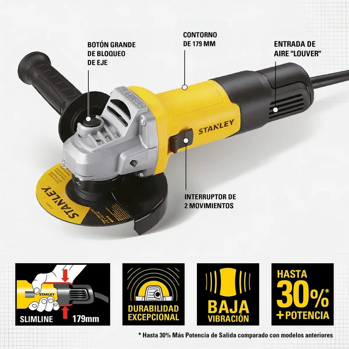 Esmeril Angular 4 1/2" Stanley 750W SG7115