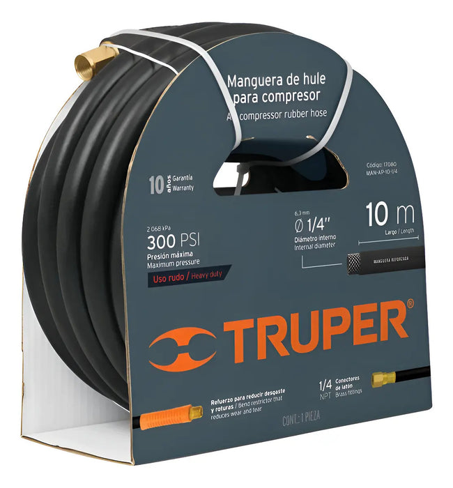 Manguera Para Compresor Alta Presión 300psi 15 Metros Truper Color Negro