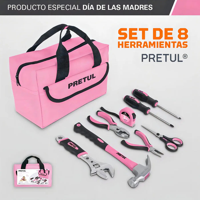Set Herramientas 8 Pzas Color Rosa