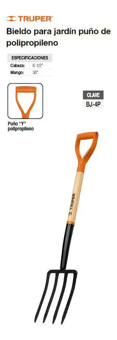 Pala Cavar Tierra Bieldo De 4 Dientes Truper Bj-4p