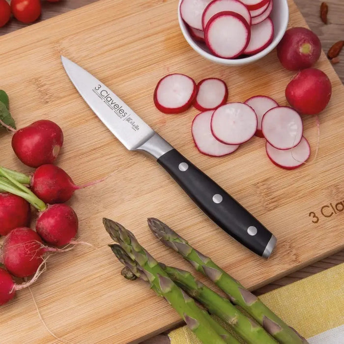 Cuchillo Verduras 3 Claveles Acero Inoxidable Forjado 9cm Negro