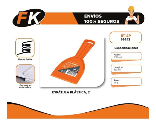 Espátula Plástica Flexible 2'' Truper