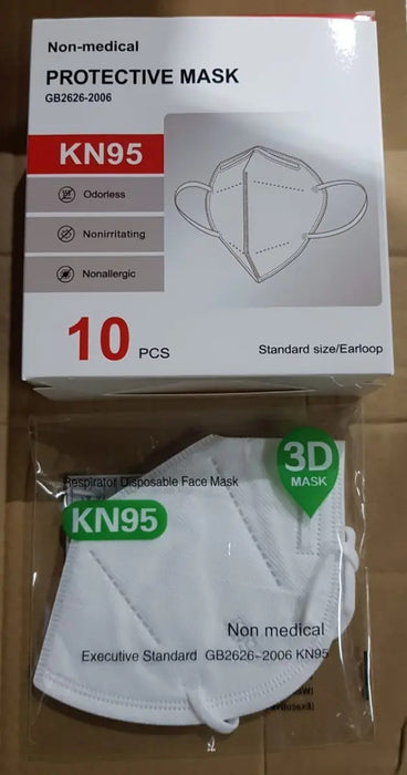 Mascarilla Desechable KN95 10 Unidades 5 Capas Ajuste Nasal Blanco