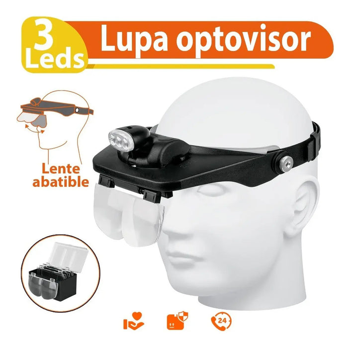 Lupa Manos Libres Optovisor De 3 Leds Doctor O Joyero