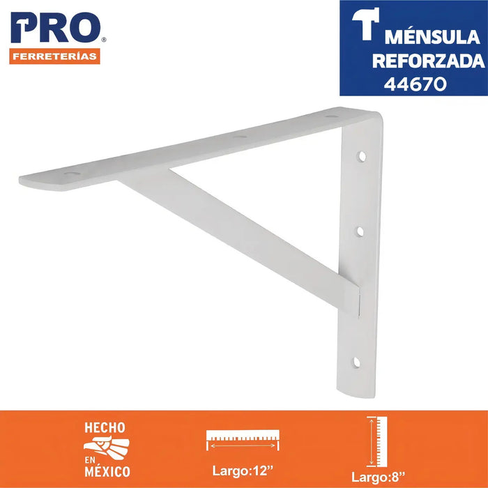 Ménsula De Acero Reforzada Blanca 8 X 12''