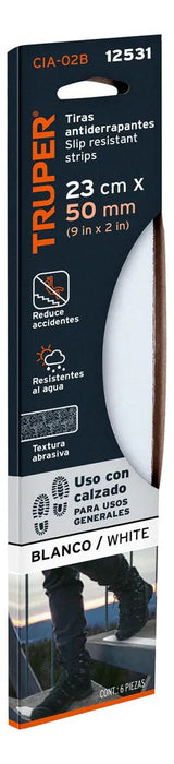 Cinta Adhesiva Antiderrapante Tiras 50mm Transparente 6pzas Color Blanco