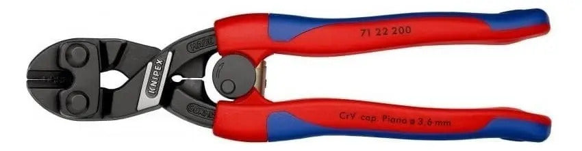 Corta Cables Compacto 8puLG Cabezal 20º Knipex Rojo Y Azul