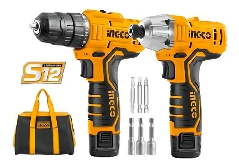Kit Atornillador y Atornillador de Impacto Ingco CKLI1201