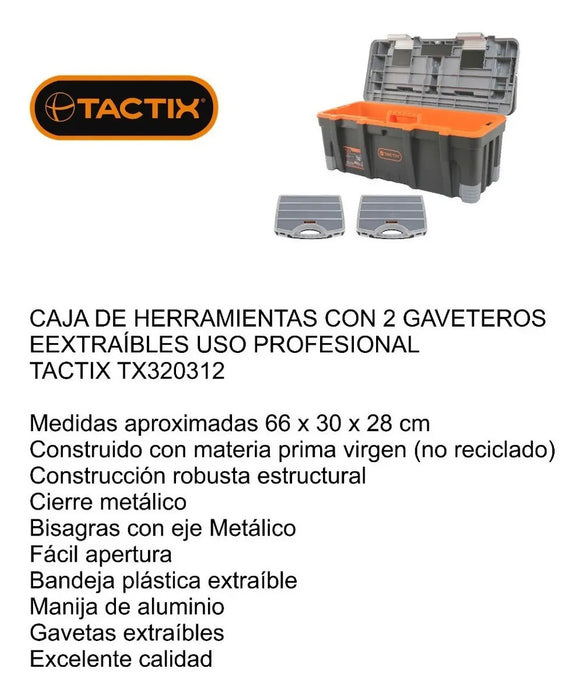 Caja Herramientas Tactix Con Gaveteros Y Bandeja Extraíbles