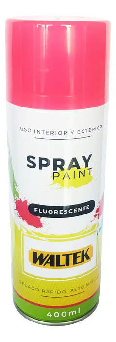 Pintura Spray Fluorescente 400ml/230g Rosa Waltek