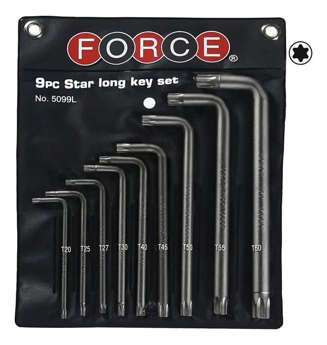 Juego Llaves Torx Largas T20-T60 9 Piezas Acero Force
