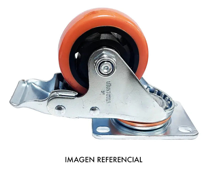 Rueda Industrial Naranjo Con Freno 5''