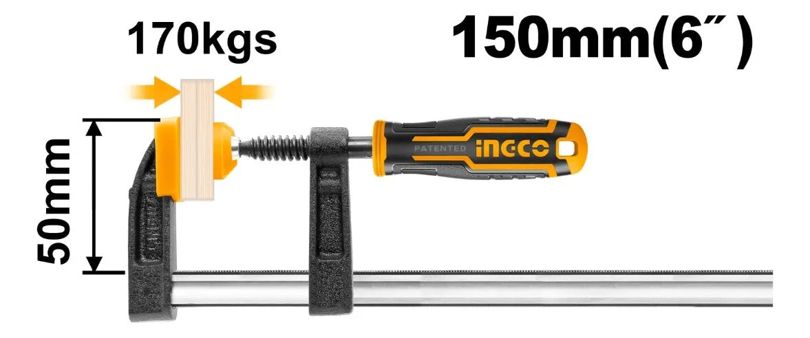 Ingco Prensa Sargento Tipo F 50x150mm Ajuste Rápido Iron