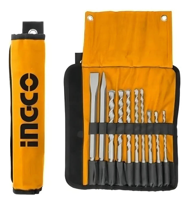 Kit Set Cincel Y Mechas SDS Plus Rotomartillo 10 Pzs Ingco