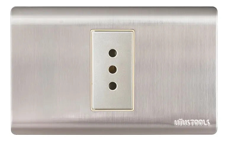 Tomacorriente Simple 10A Emp Acero-inox Curva