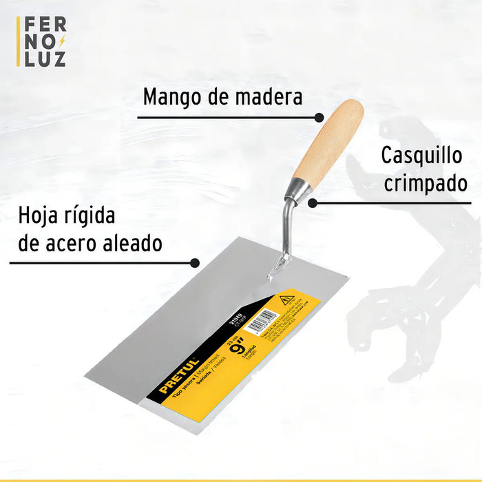 Cuchara Para Albañil Pretul Ct-9yp, 23 Cm, Acero Inoxidable