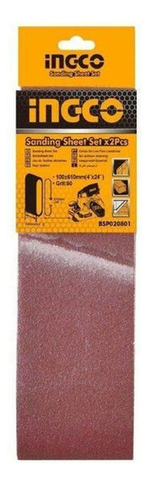 Lijas Banda Ingco 610x100mm Grano 80 (2 Unidades)