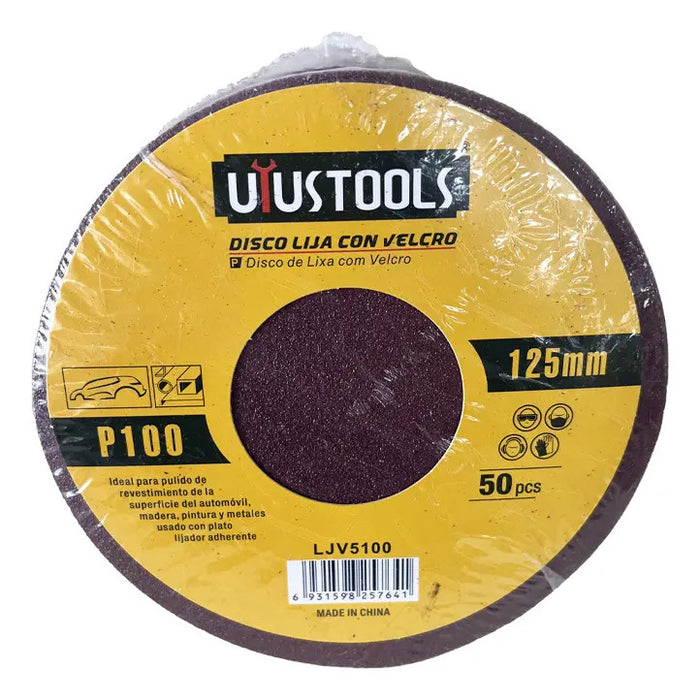 Set 50 Un Disco Lija Con Velcro 5" #100