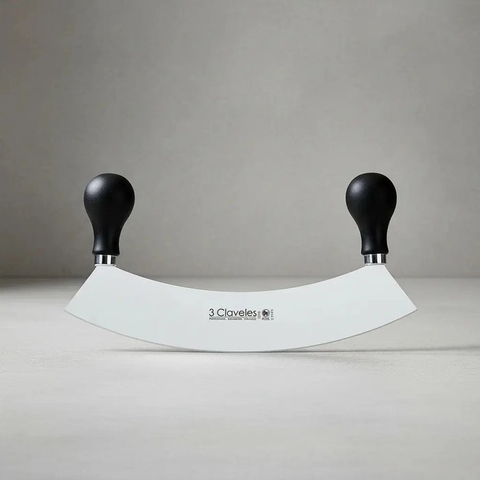 Cuchillo Media Luna 3 Claveles Acero Inoxidable 22cm Mango Negro
