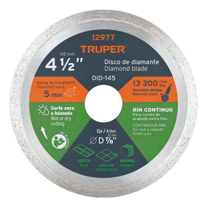 Disco 4.5'' Diamante Azulejo Loseta Piedra Truper