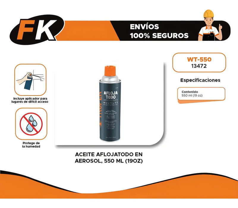 Aceite Aflojatodo En Aerosol, 550 Ml