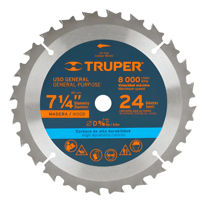 Disco Sierra Circular 7 1/4" X 24 Truper ST-724