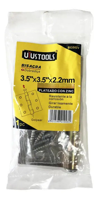 Bisagra 3.5" X 3.5" X 2.2mm Galvanizada