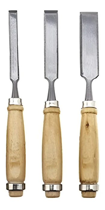 Juego Formones Cinceles de 3 Piezas Mango Madera