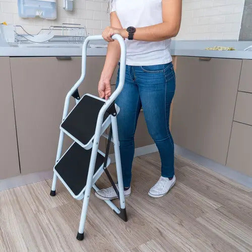 Escalera Tubular Plegable 2 Peldaños Pasos