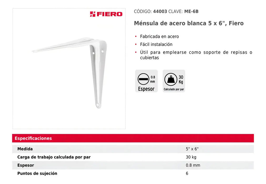 Mensula Blanca 5'' X 6''
