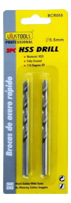 Broca Acero Rápido 5.5mm x 2un