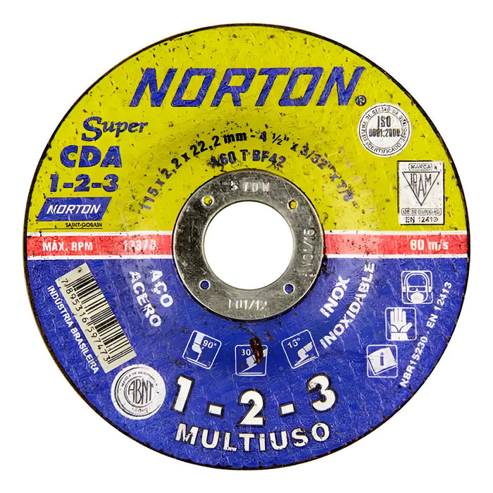 Disco De Corte De Acero Inoxidable 4.1/2x3/32x7/8 Norton