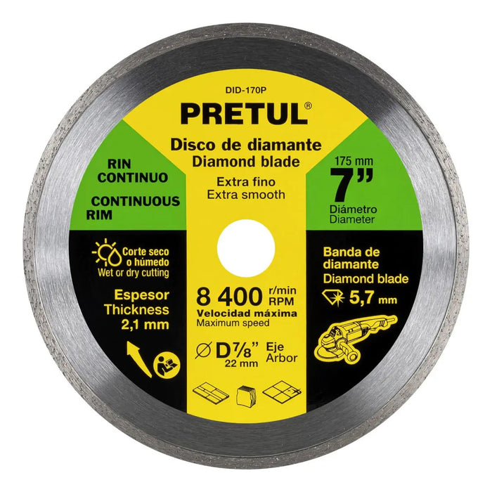 Disco Diamante 7'' Corte Loseta Azulejo Marmol Pretul