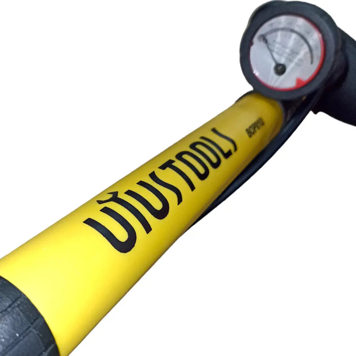 Bomba P/inflar Bicicleta Alta Presión 160psi Con Manómetro Color Amarillo