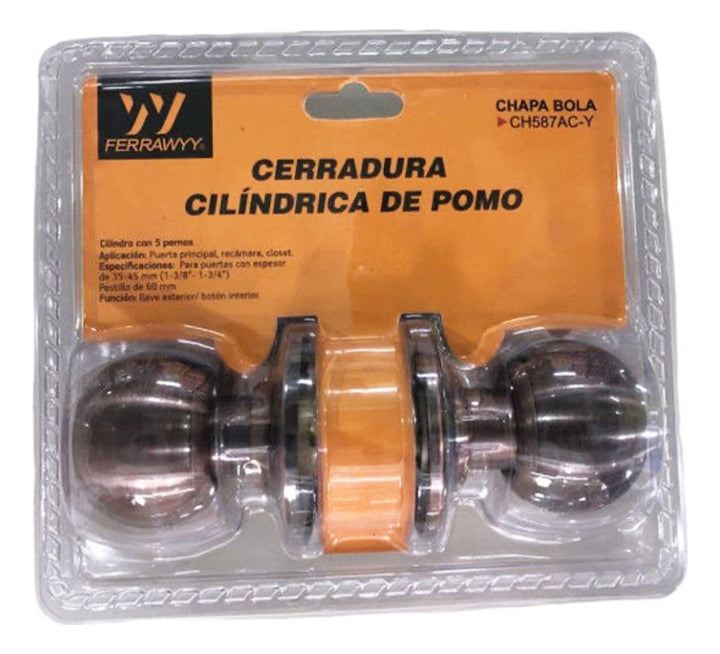 Cerradura de Pomo Cilindrica Acero
