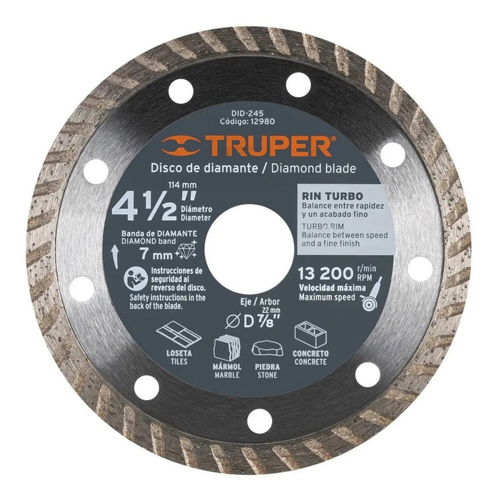 Disco de Diamante Rin Turbo 4-1/2'' Truper