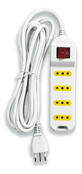 Alargador Extensión Zapatilla Eléctrica 4 Posiciones 3 Mts Color Blanco