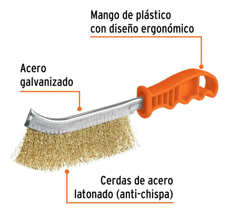 Cepillo Alambre Curvo Ondulado Con Mango Truper